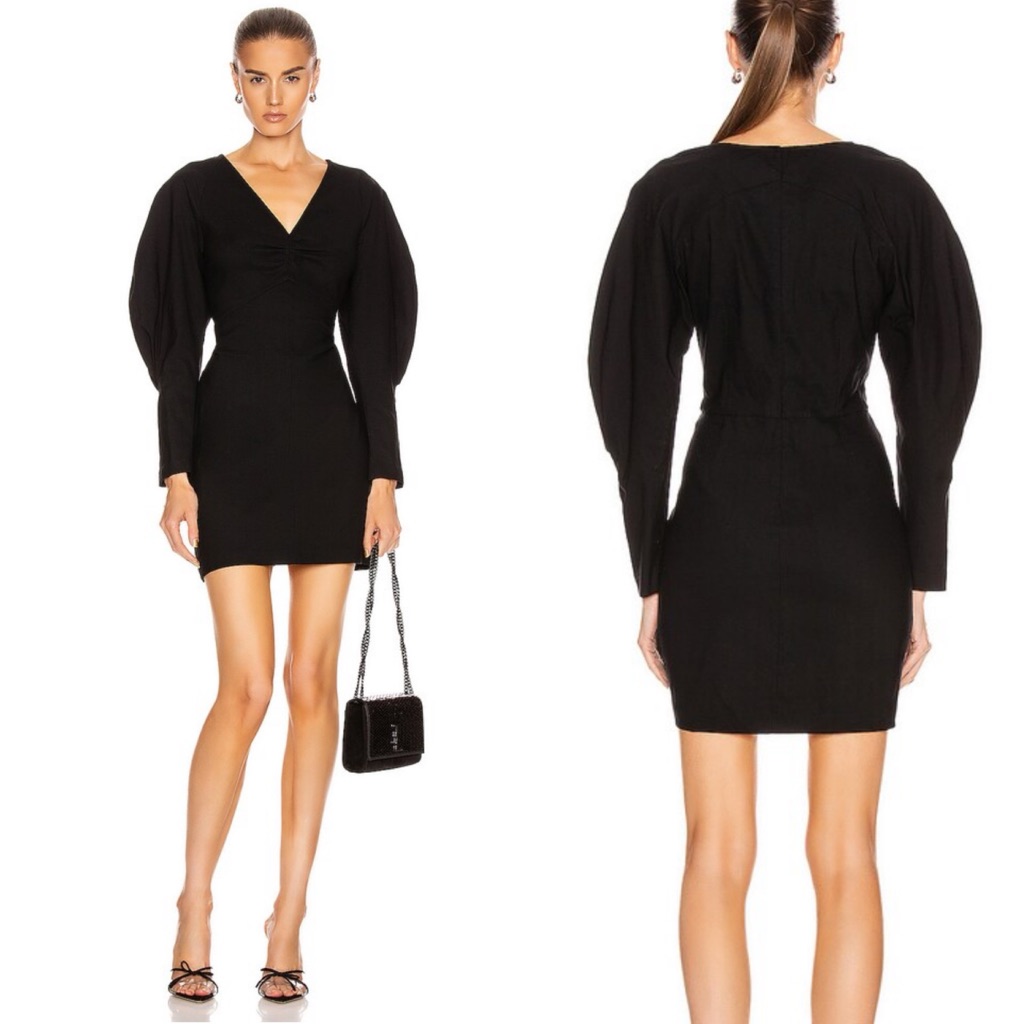 A.L.C. Aila Elegant Black Mini Sheath Long Sleeve Puff Sleeve Dress 0